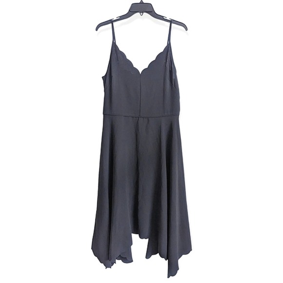 Ted Baker London Simbah Scallop Asymmetric Hem Strappy Black Midi Dress Size 4 - Picture 3 of 10